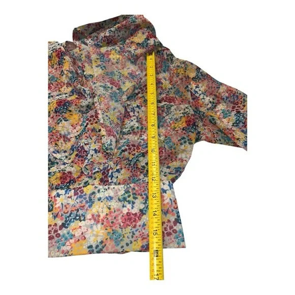 ZARA Floral Chiffon Boho Crop Top Size X-Small floral colorful Summer top - Picture 7 of 9